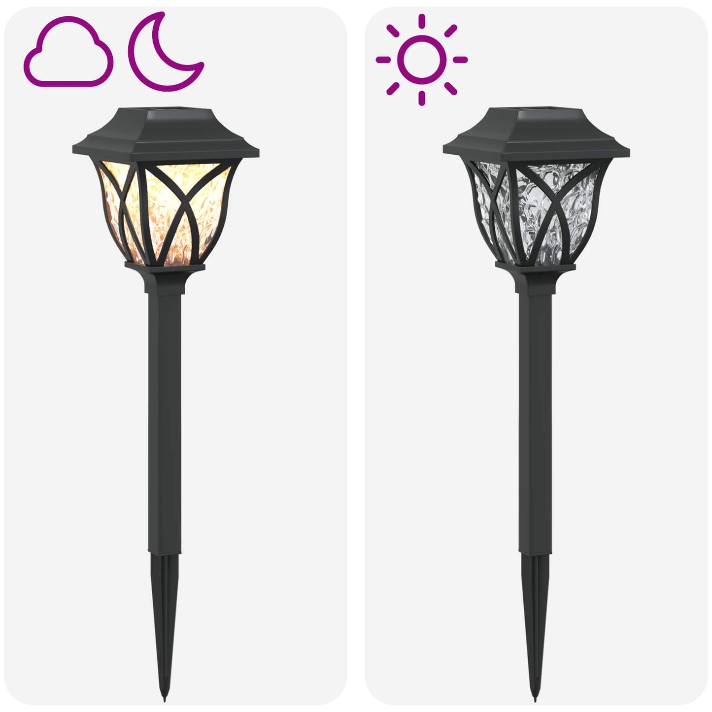 Buitenzonne-lampen met grondpin 12 pcs Warmwit 42 cm PP