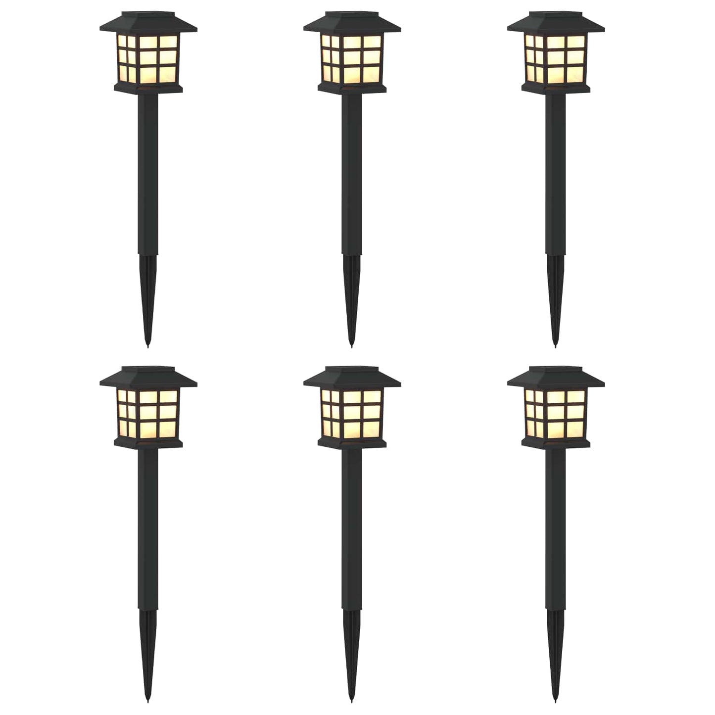 Buitenzonne-lampen met grondpin 6 pcs Warmwit 38,5 cm PP