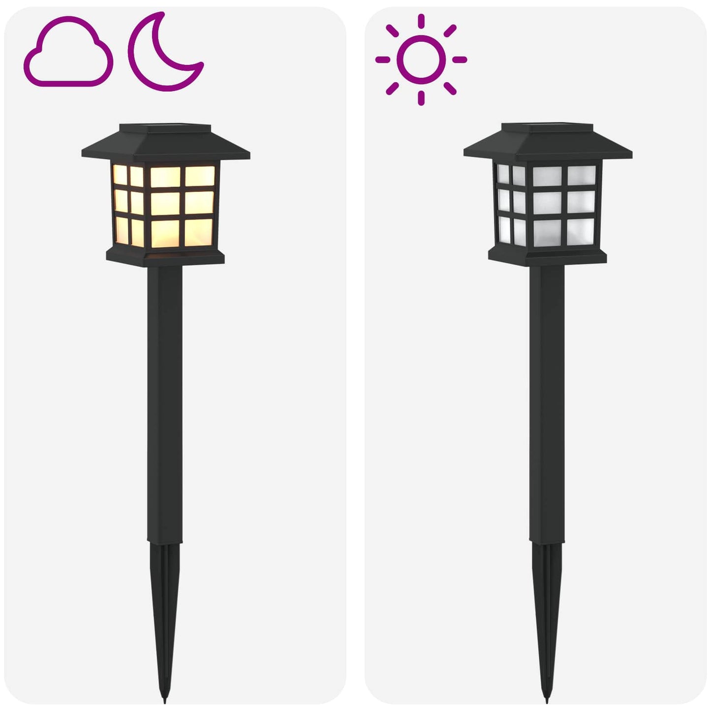 Buitenzonne-lampen met grondpin 6 pcs Warmwit 38,5 cm PP