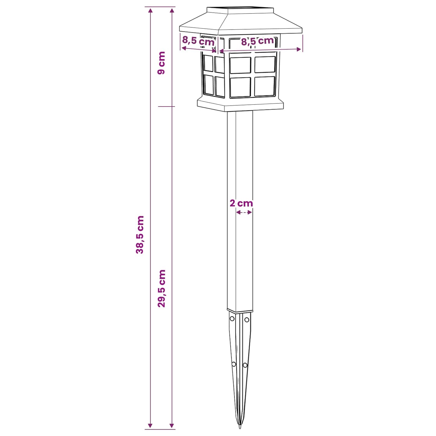 Buitenzonne-lampen met grondpin 6 pcs Warmwit 38,5 cm PP