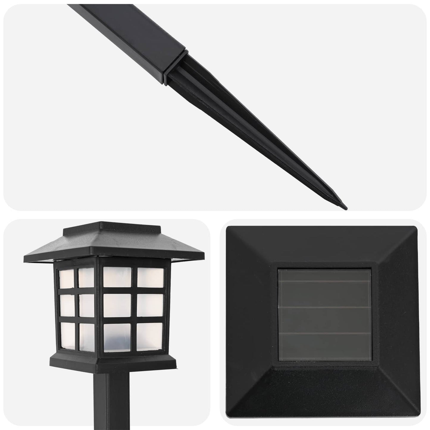 Buitenzonne-lampen met grondpin 12 pcs Warmwit 38,5 cm PP