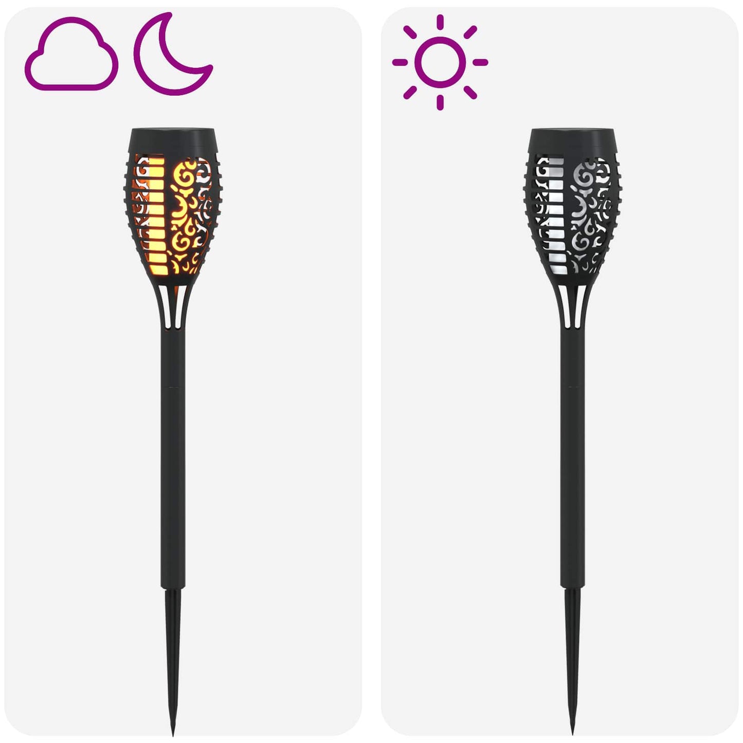Buitenzonne-lampen met grondpin 6 pcs Warmwit 47,5 cm ABS