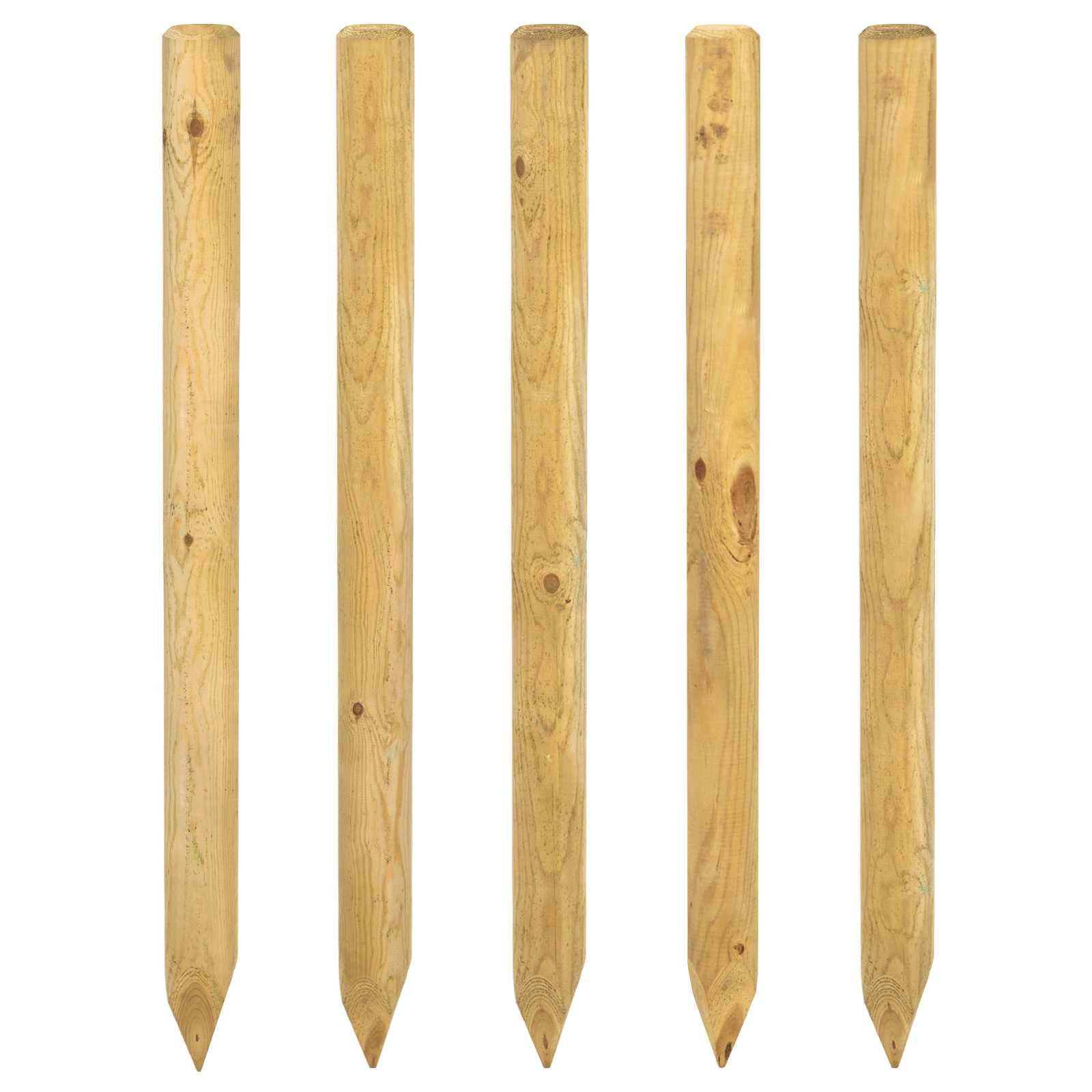 Schuttingpalen 5 st Groen 120 cm Massief grenenhout is nu te koop bij PeponiXL, paradijselijk wonen!