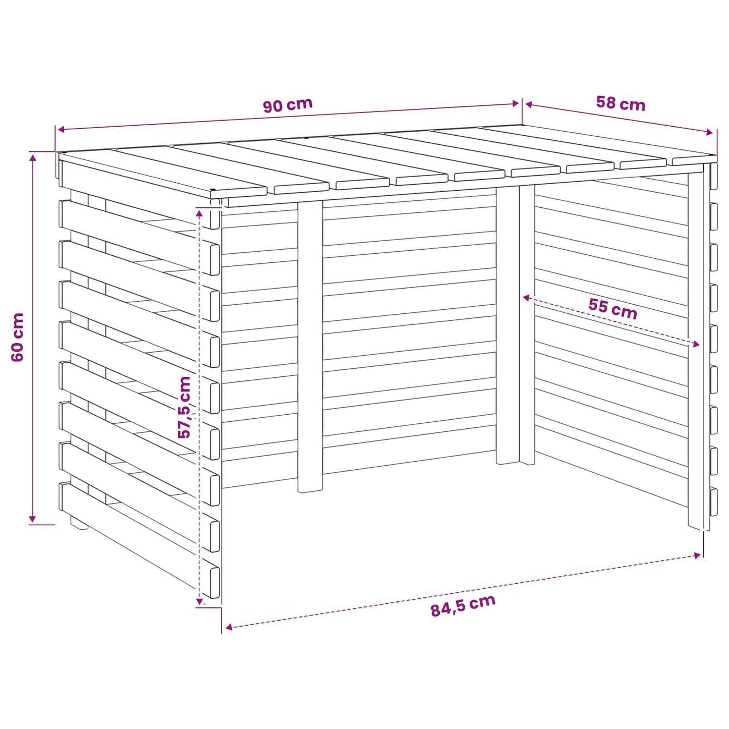 Airconditioner hoes 90 x 58 x 60 cm Geïmpregneerd grenenhout