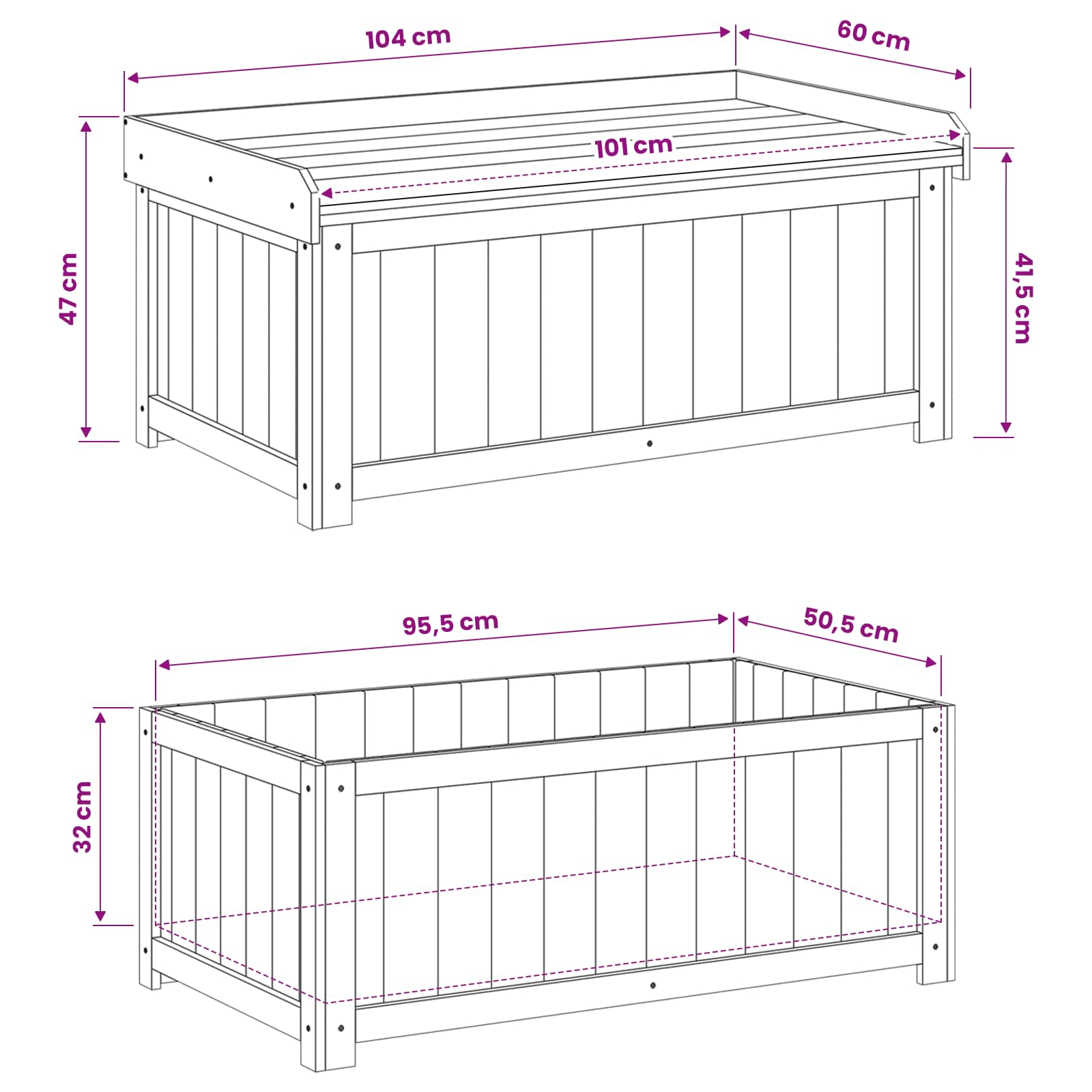 Buiten Kussenbox Geïmpregneerd grenenhout 104 x 60 x 47 cm is nu te koop bij PeponiXL, paradijselijk wonen!