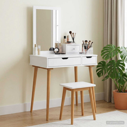Toilettafel Set FAUSKE 3 pcs Wit 76 x 50 x 143 cm is nu te koop bij PeponiXL, paradijselijk wonen!