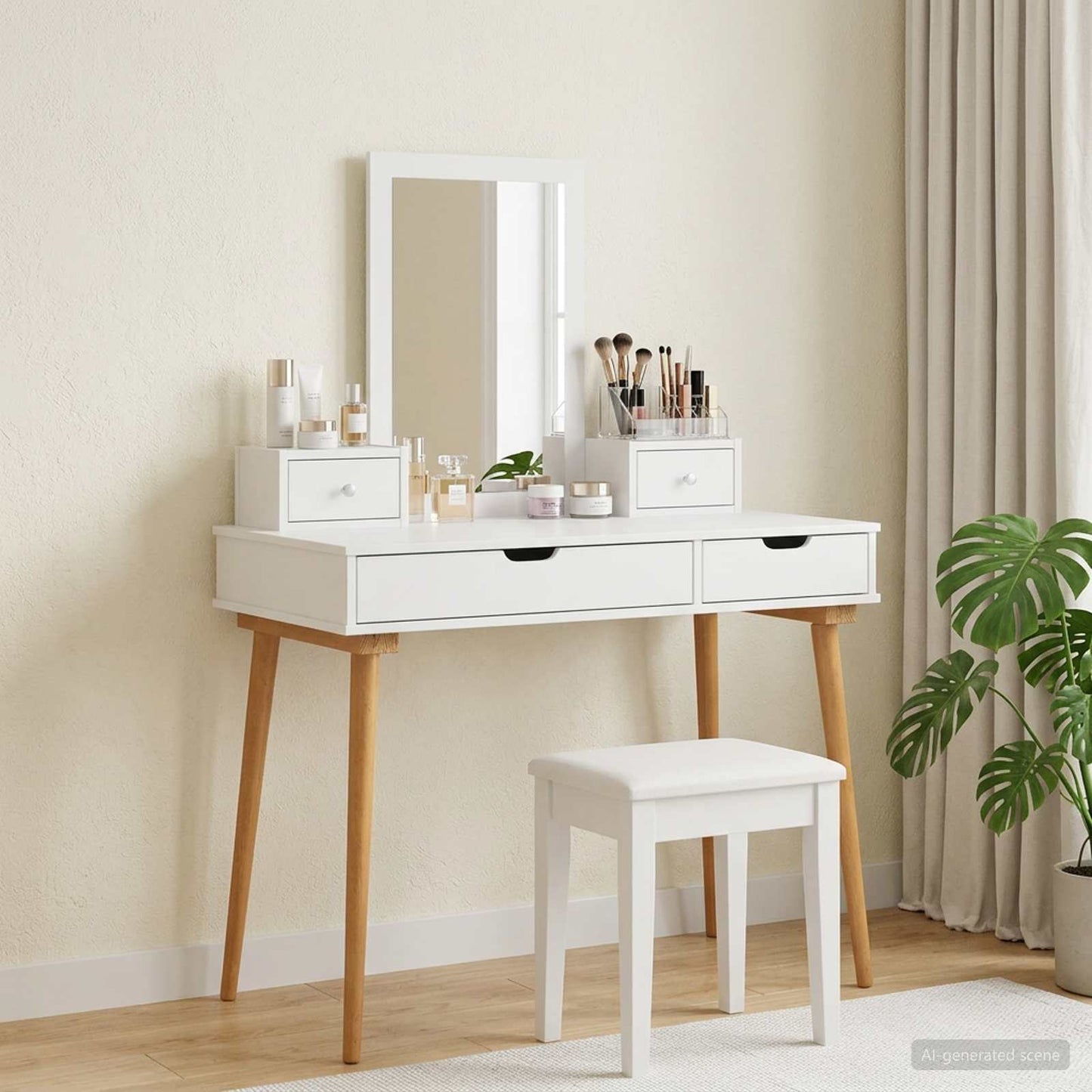 Toilettafel Set FAUSKE 4 pcs Wit 100 x 50 x 143 cm