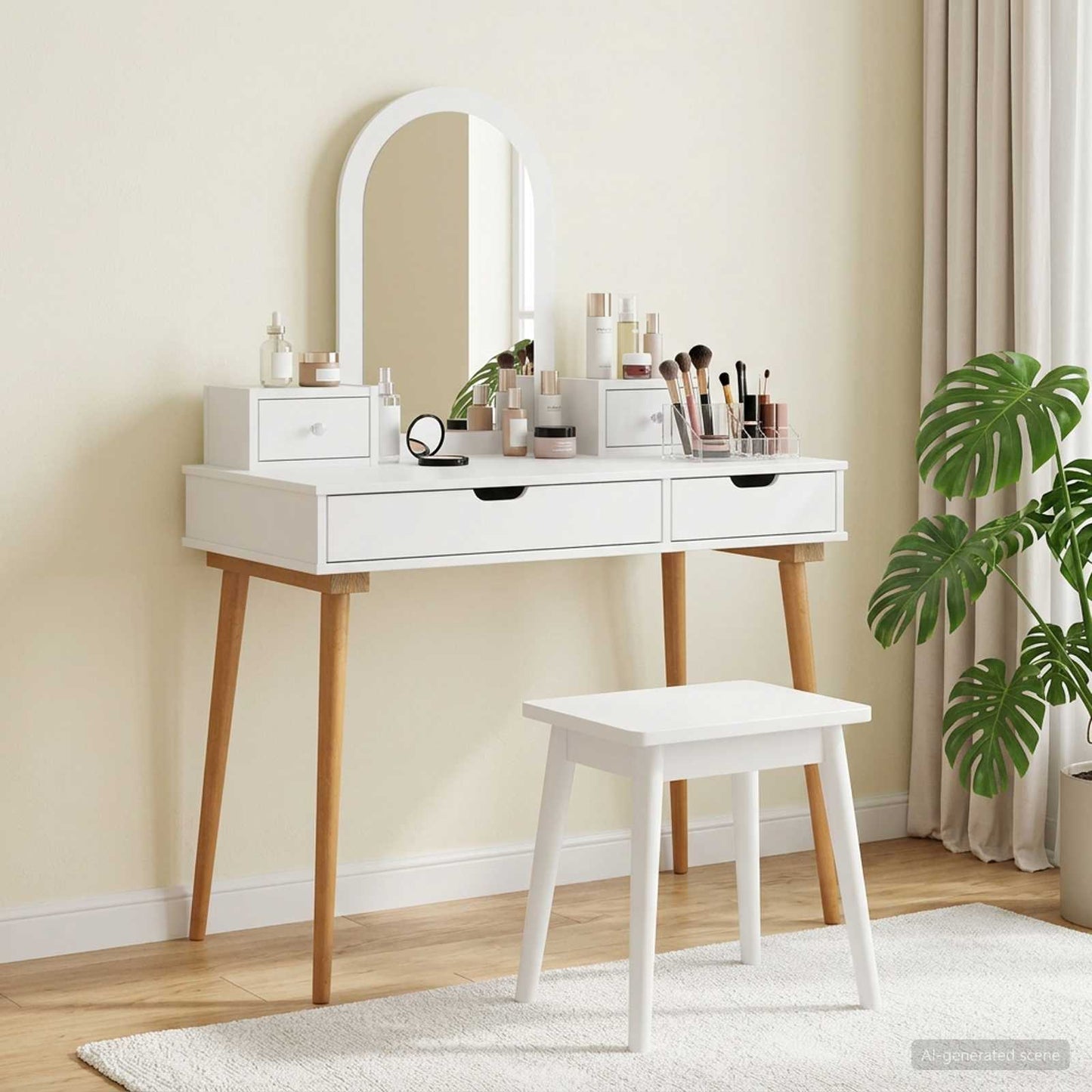 Toilettafel Set FAUSKE 4 pcs Wit 100 x 50 x 143 cm