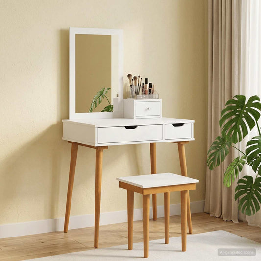 Toilettafel Set FAUSKE 4 pcs Wit 76 x 50 x 143 cm is nu te koop bij PeponiXL, paradijselijk wonen!