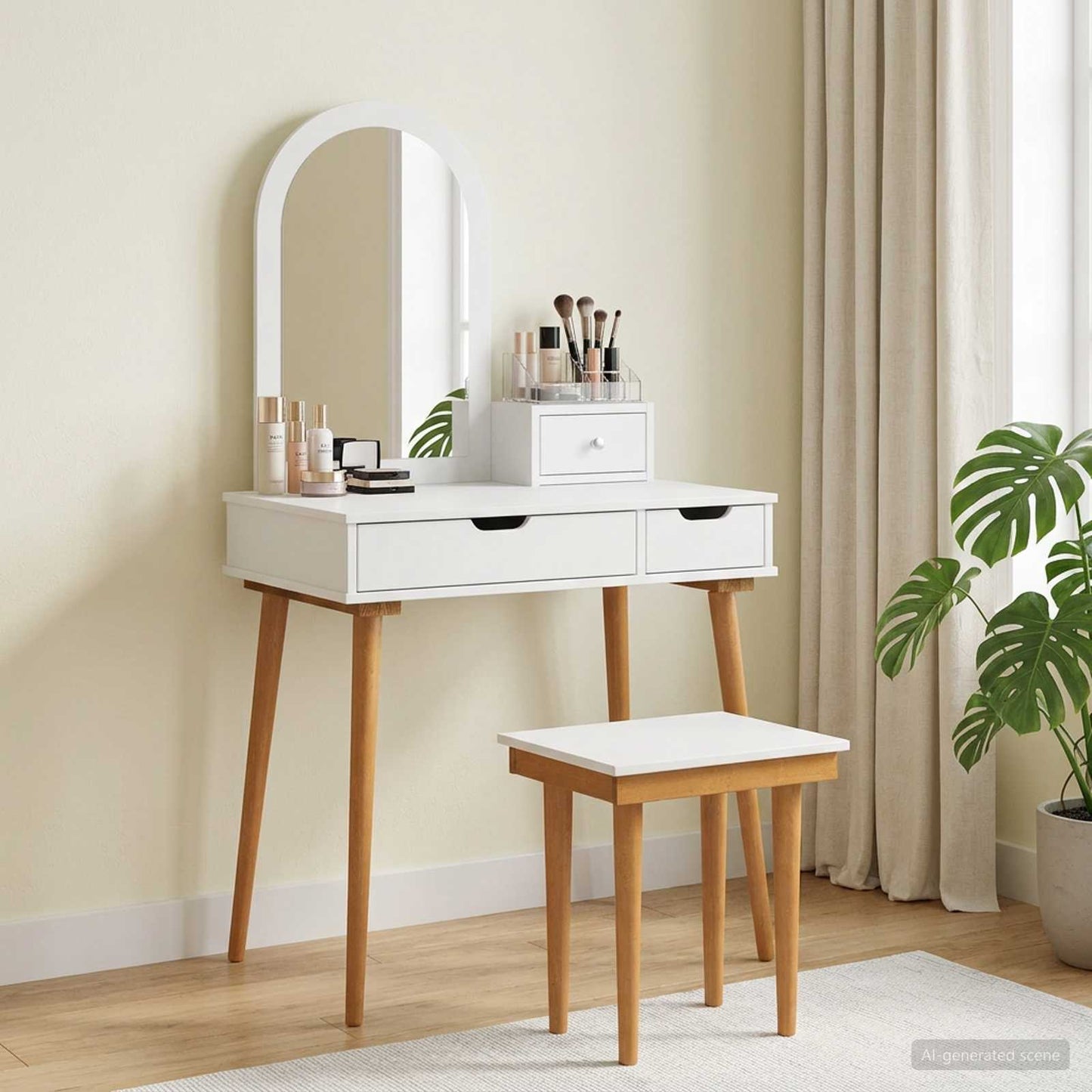 Toilettafel Set FAUSKE 4 pcs Wit 76 x 50 x 143 cm
