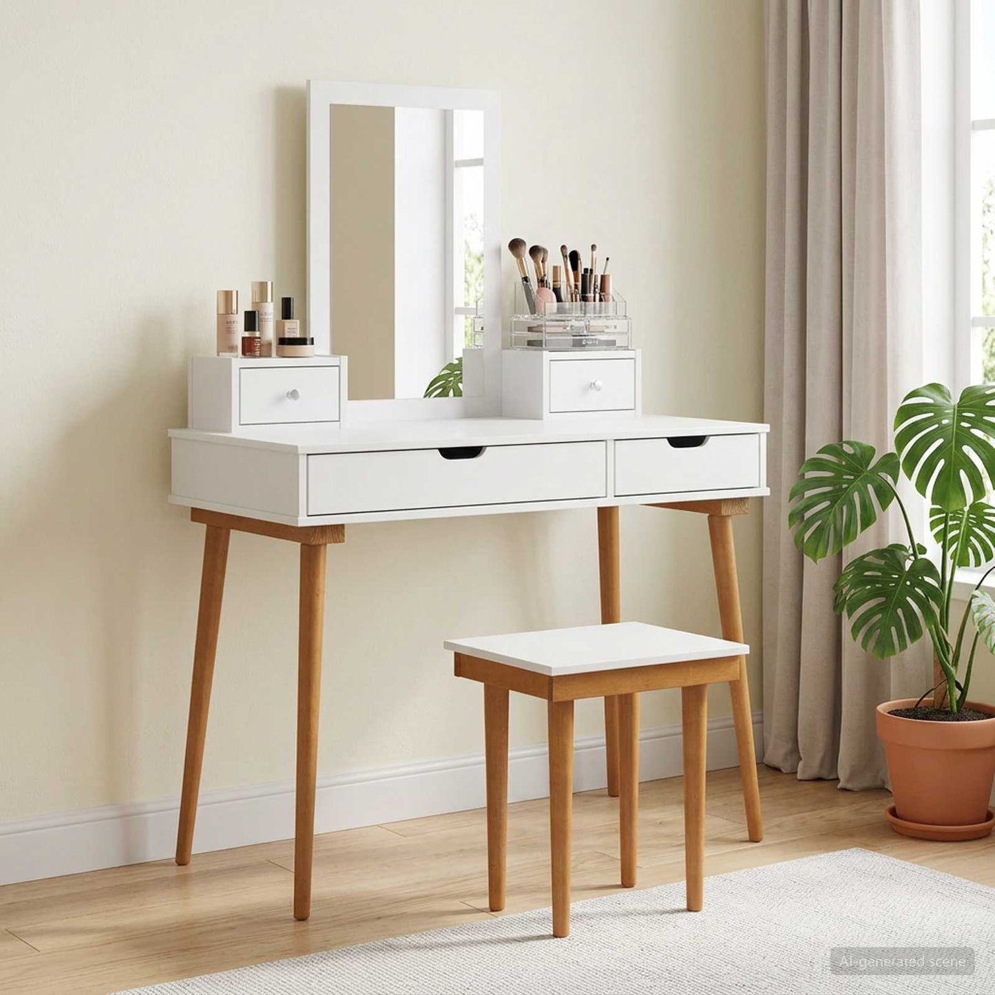 Toilettafel Set FAUSKE 5 pcs Wit 100 x 50 x 143 cm