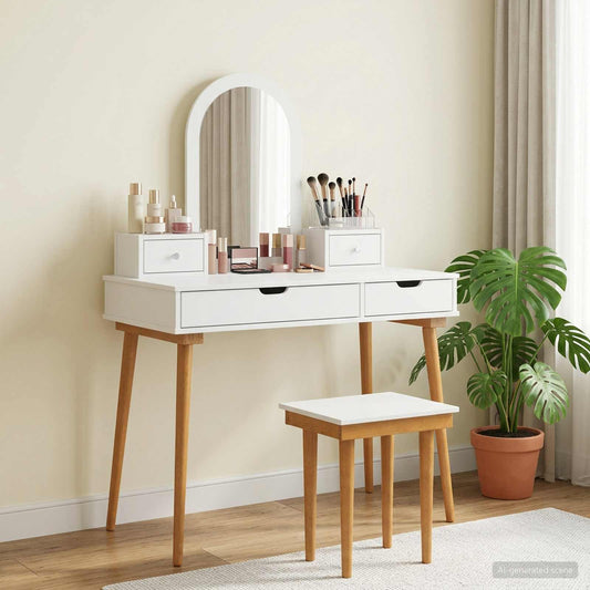 Toilettafel Set FAUSKE 5 pcs Wit 100 x 50 x 143 cm is nu te koop bij PeponiXL, paradijselijk wonen!