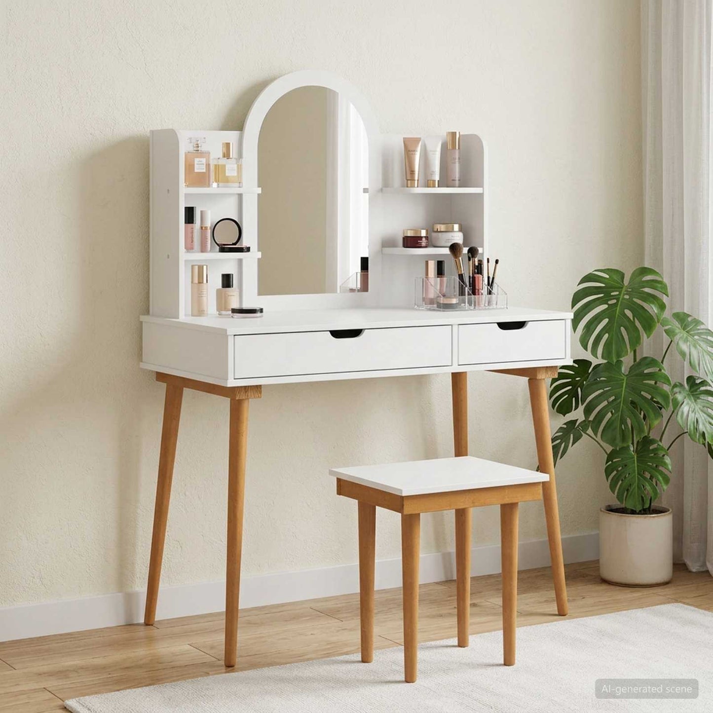 Toilettafel Set FAUSKE 5 pcs Wit 100 x 50 x 143 cm