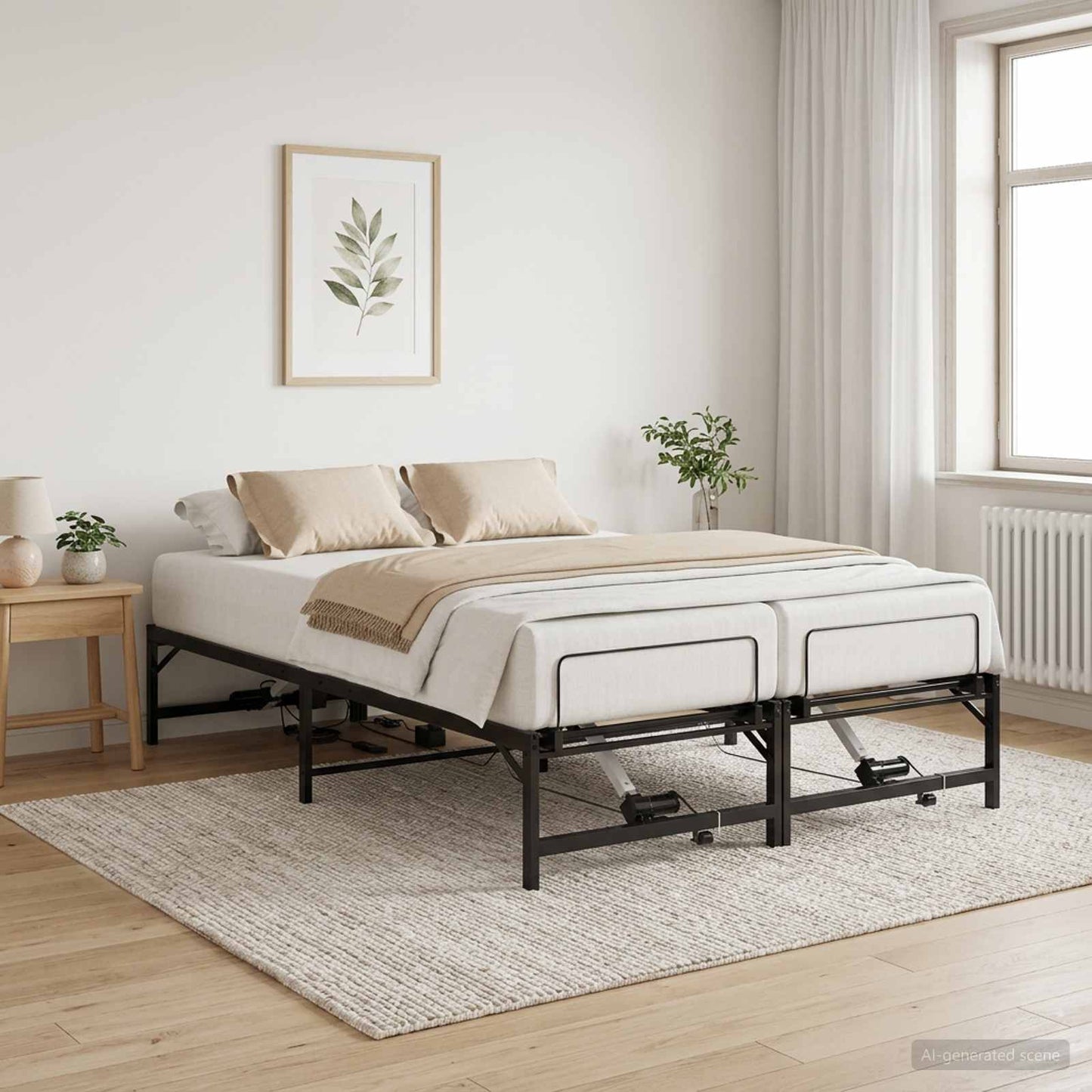Elektrisch Verstelbaar Bedframe Zwart 140 x 200 cm Staal