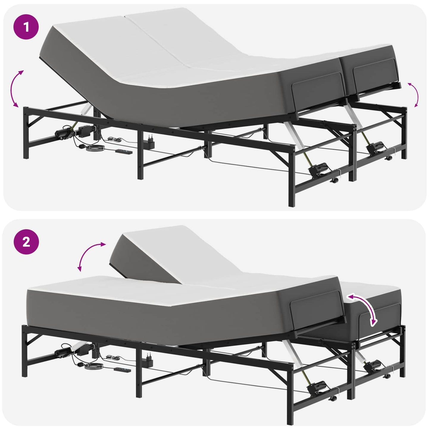 Elektrisch Verstelbaar Bedframe Zwart 150 x 200 cm Staal
