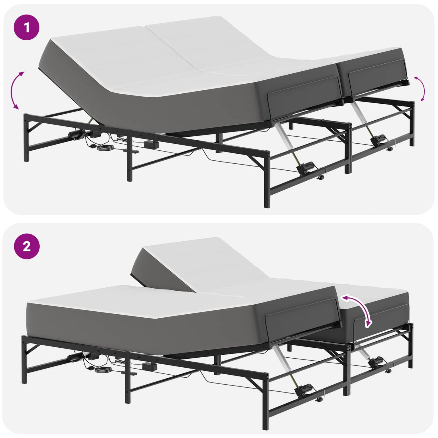 Elektrisch Verstelbaar Bedframe Zwart 160 x 200 cm Staal