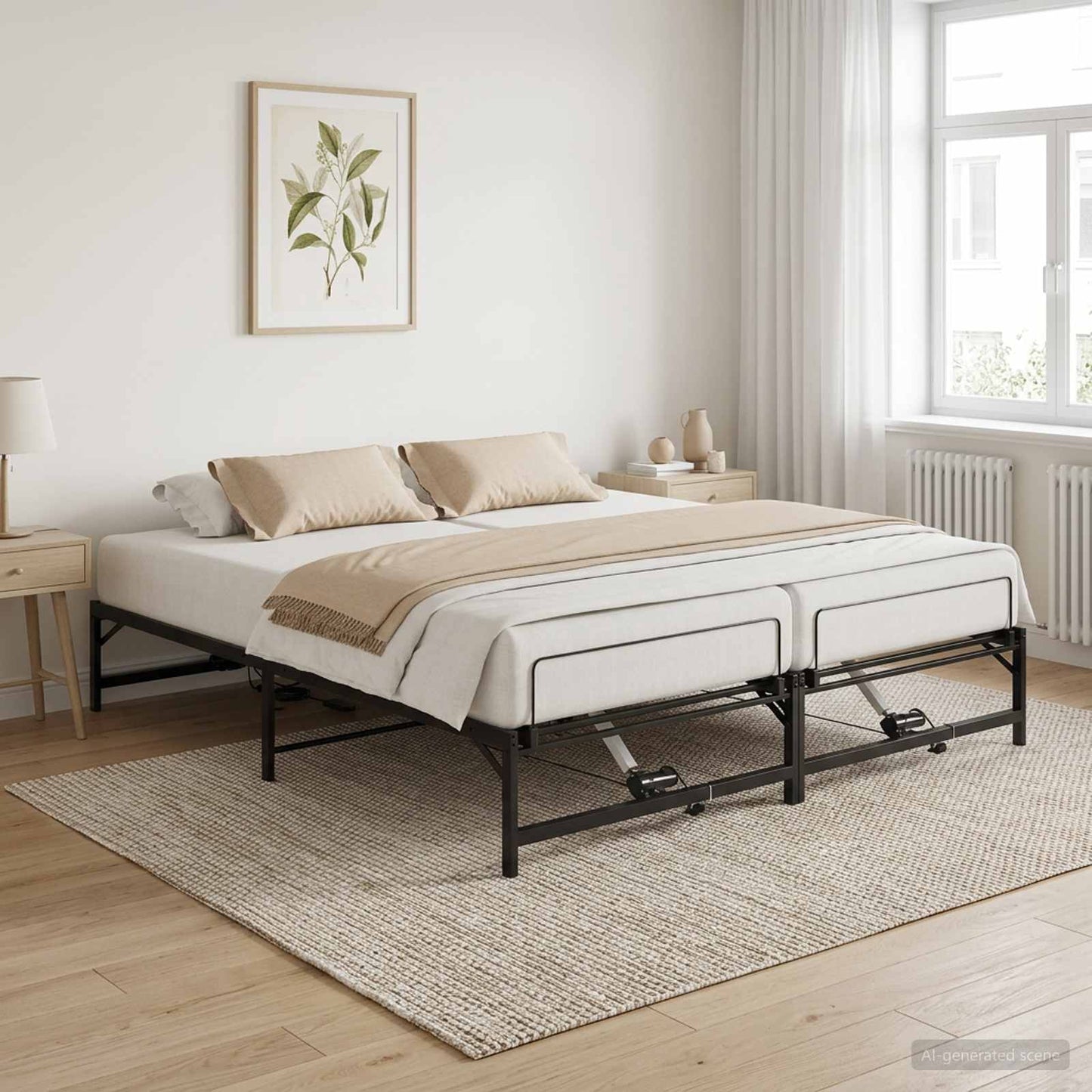 Elektrisch Verstelbaar Bedframe Zwart 183 x 213 cm Staal