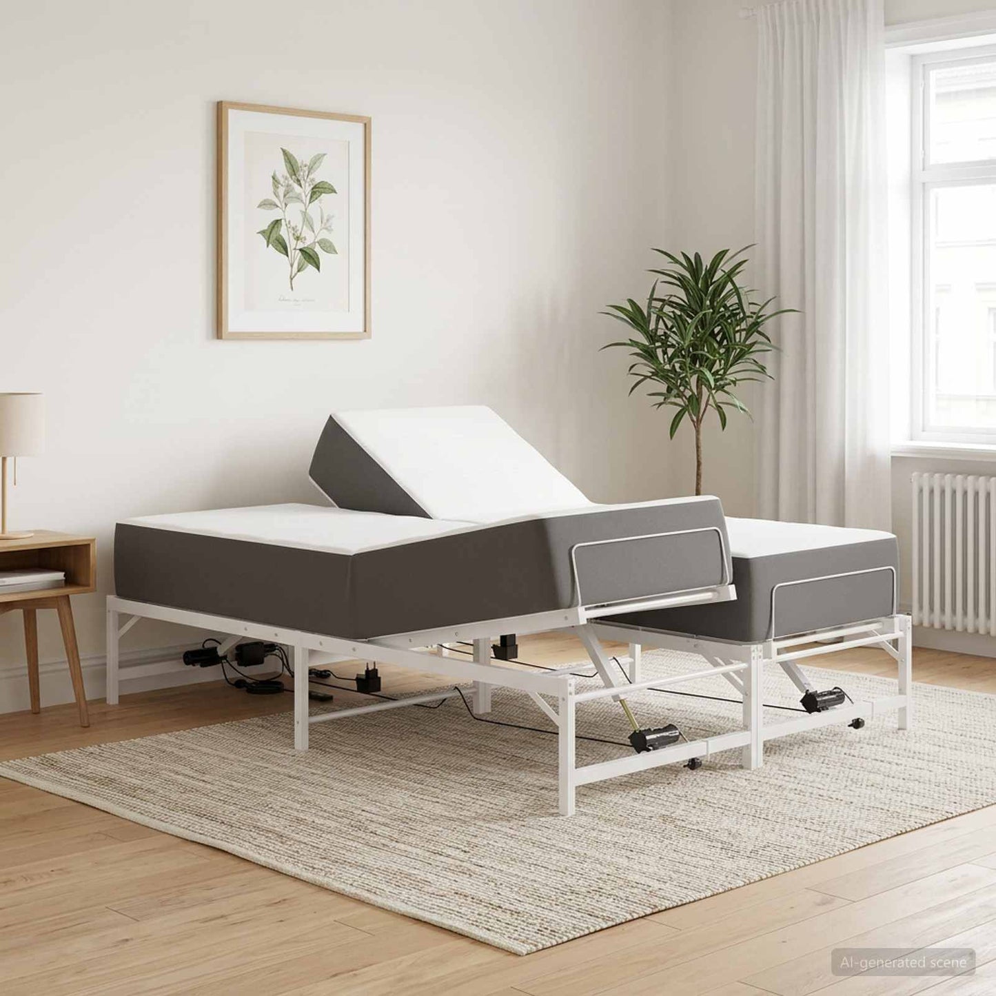 Elektrisch Verstelbaar Bedframe Wit 120 x 190 cm Staal