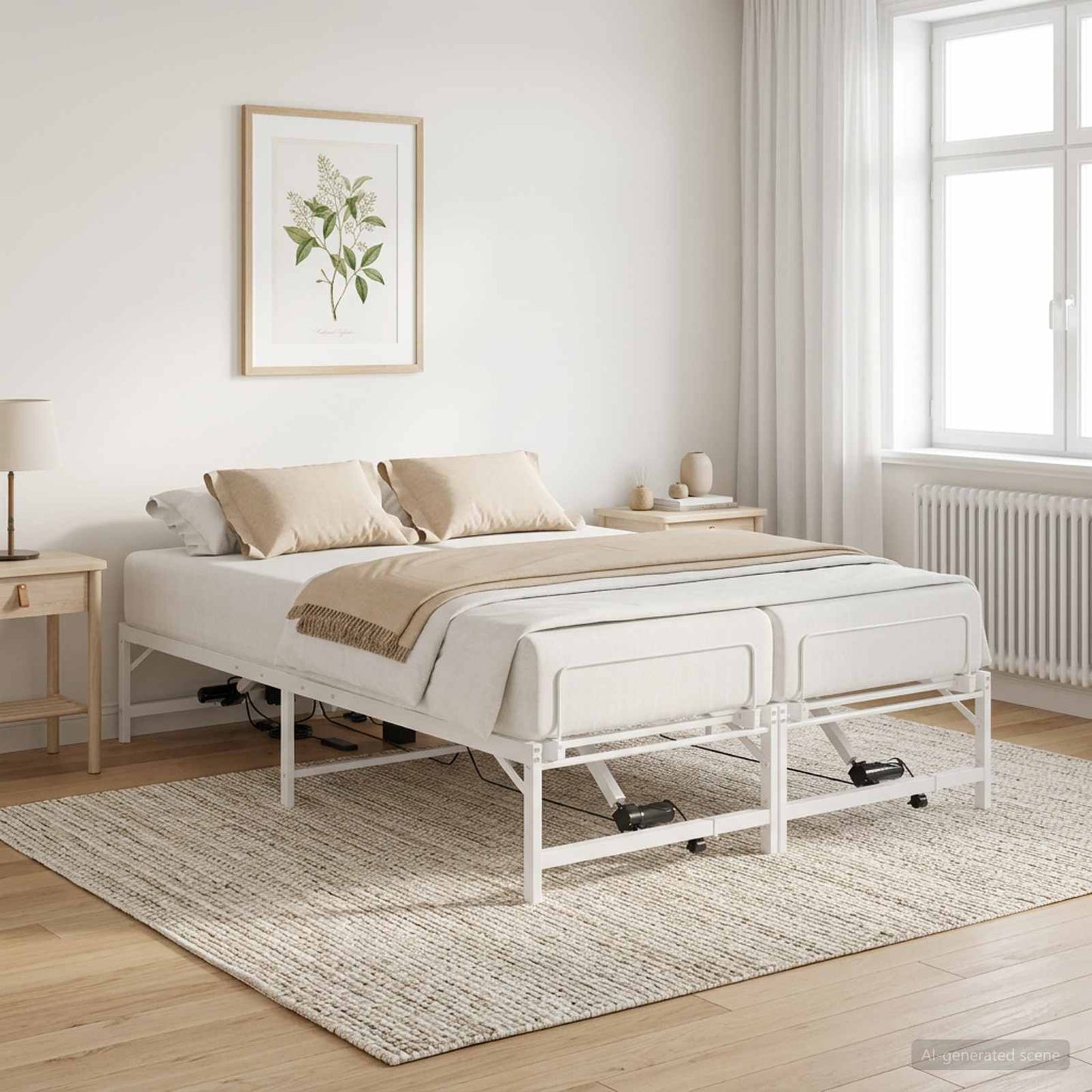 Elektrisch Verstelbaar Bedframe Wit 120 x 200 cm Staal