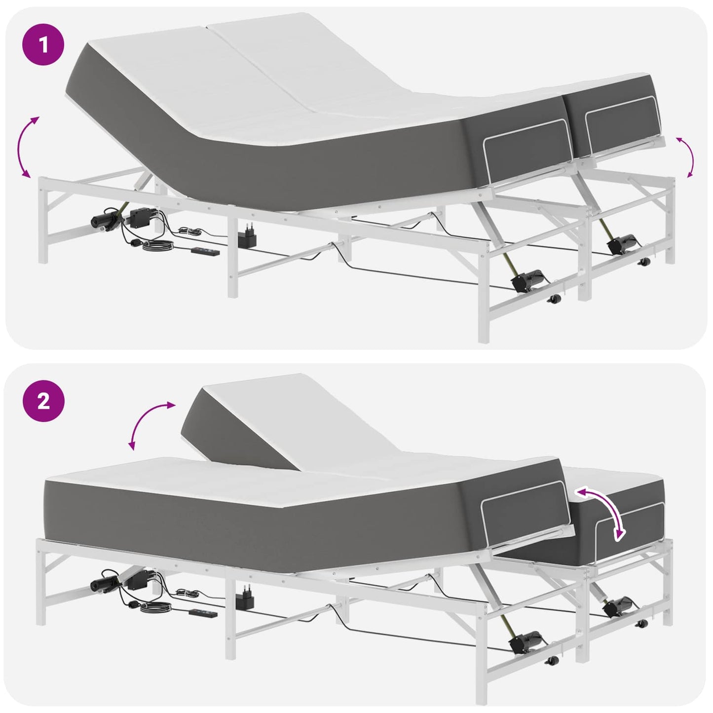 Elektrisch Verstelbaar Bedframe Wit 137 x 190 cm Staal