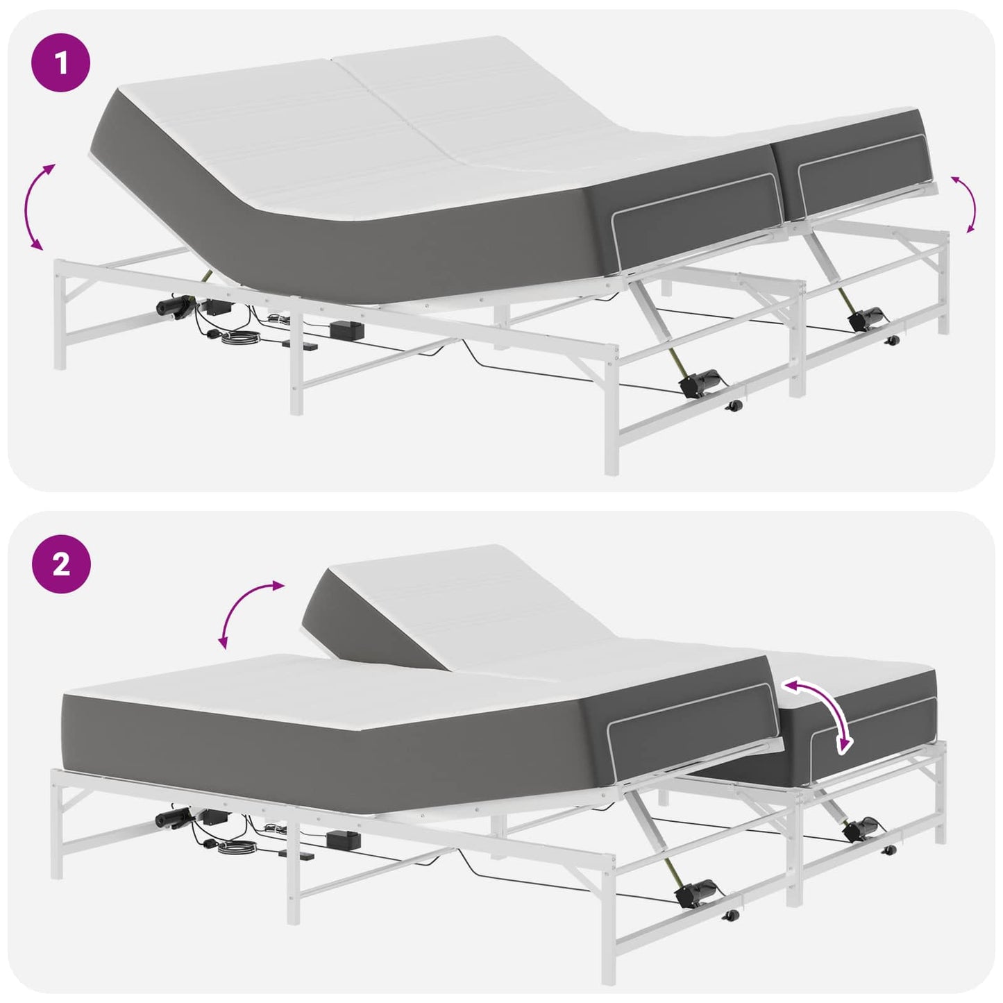 Elektrisch Verstelbaar Bedframe Wit 183 x 213 cm Staal