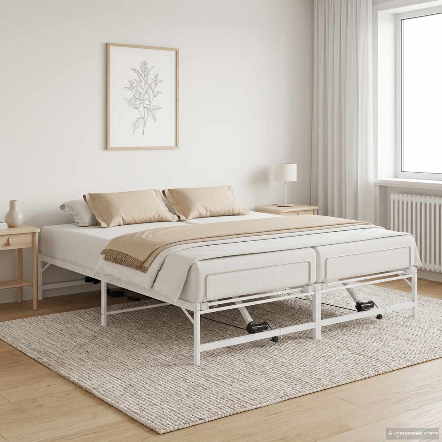 Elektrisch Verstelbaar Bedframe Wit 200 x 200 cm Staal