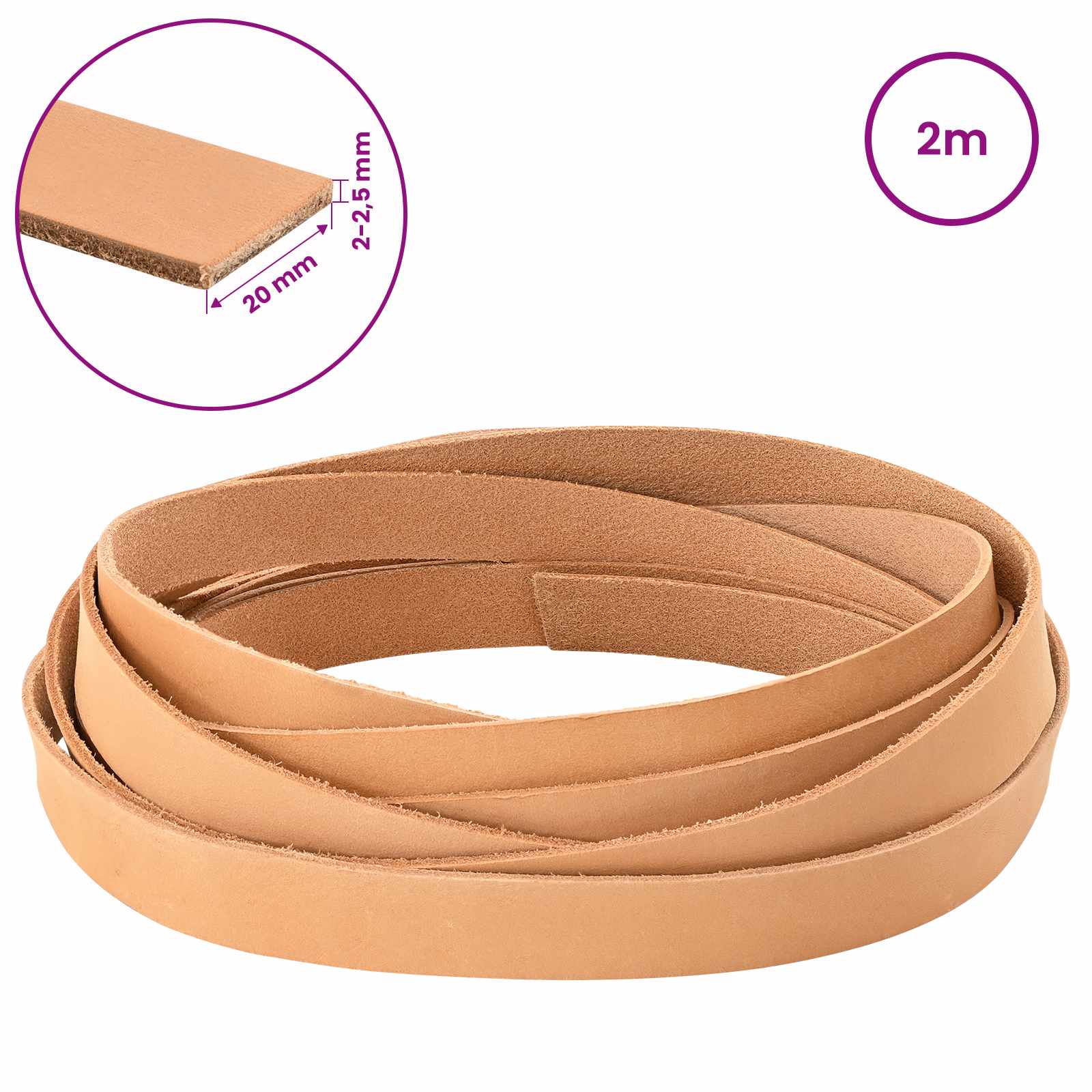 Leren Strap Licht Bruin 200 x 2 cm Leer is nu te koop bij PeponiXL, paradijselijk wonen!