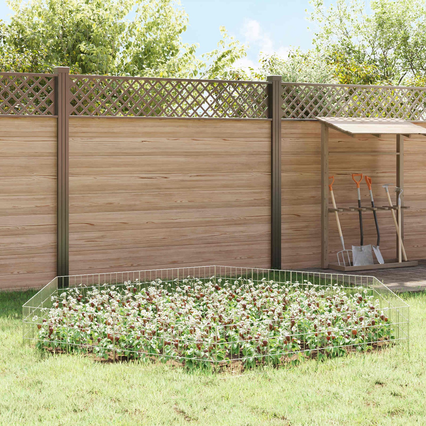 Tuin omheining met palen 24 pcs 35 x 30 cm Mesh Zilverkleurig is nu te koop bij PeponiXL, paradijselijk wonen!