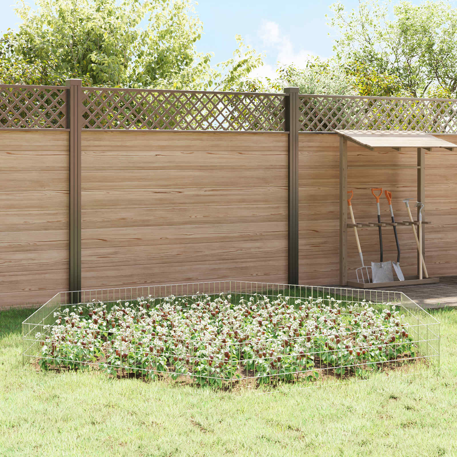Tuin omheining met palen 24 pcs 75 x 30 cm Mesh Zilverkleurig is nu te koop bij PeponiXL, paradijselijk wonen!