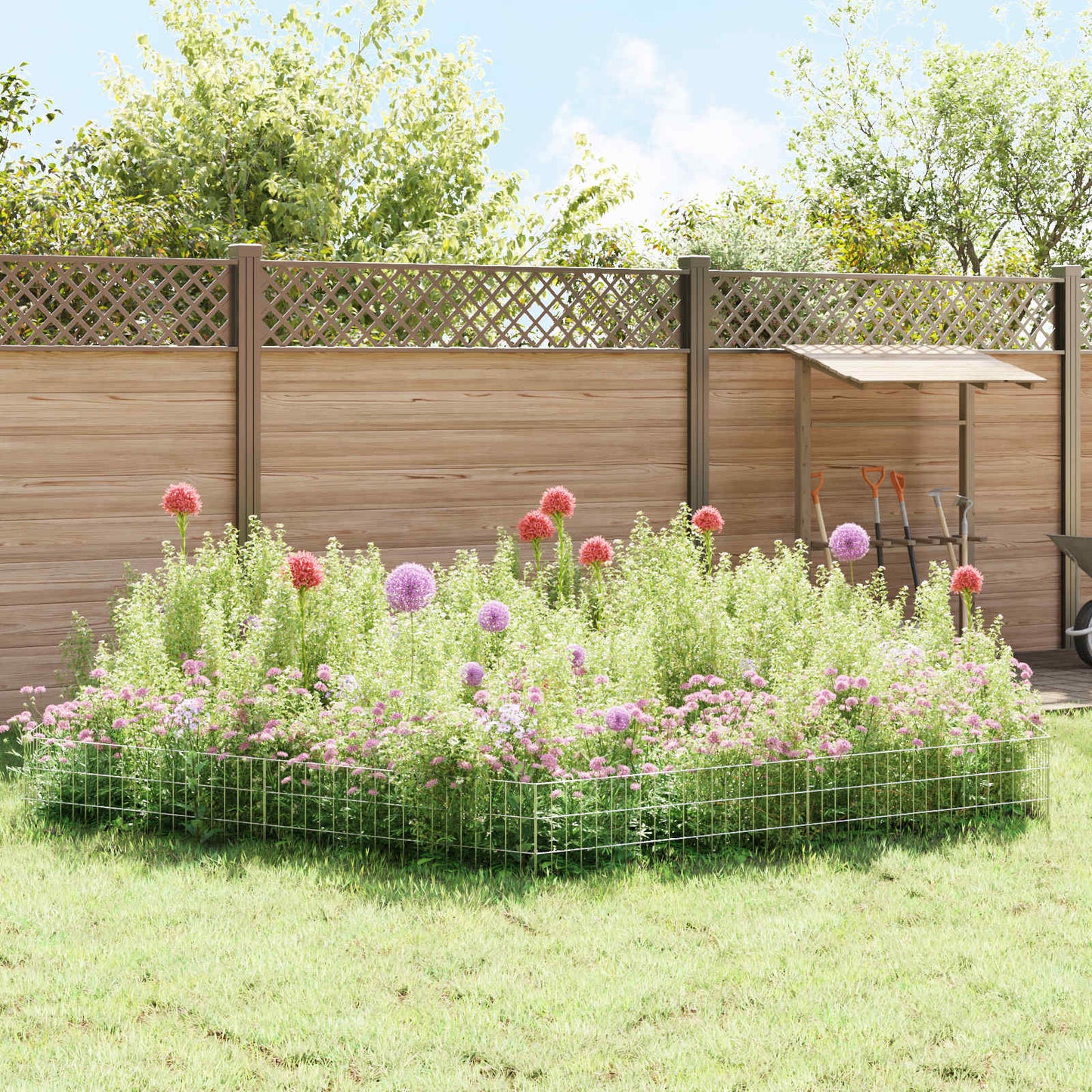 Tuin omheining met palen 12 pcs 95 x 30 cm Mesh Zilverkleurig is nu te koop bij PeponiXL, paradijselijk wonen!