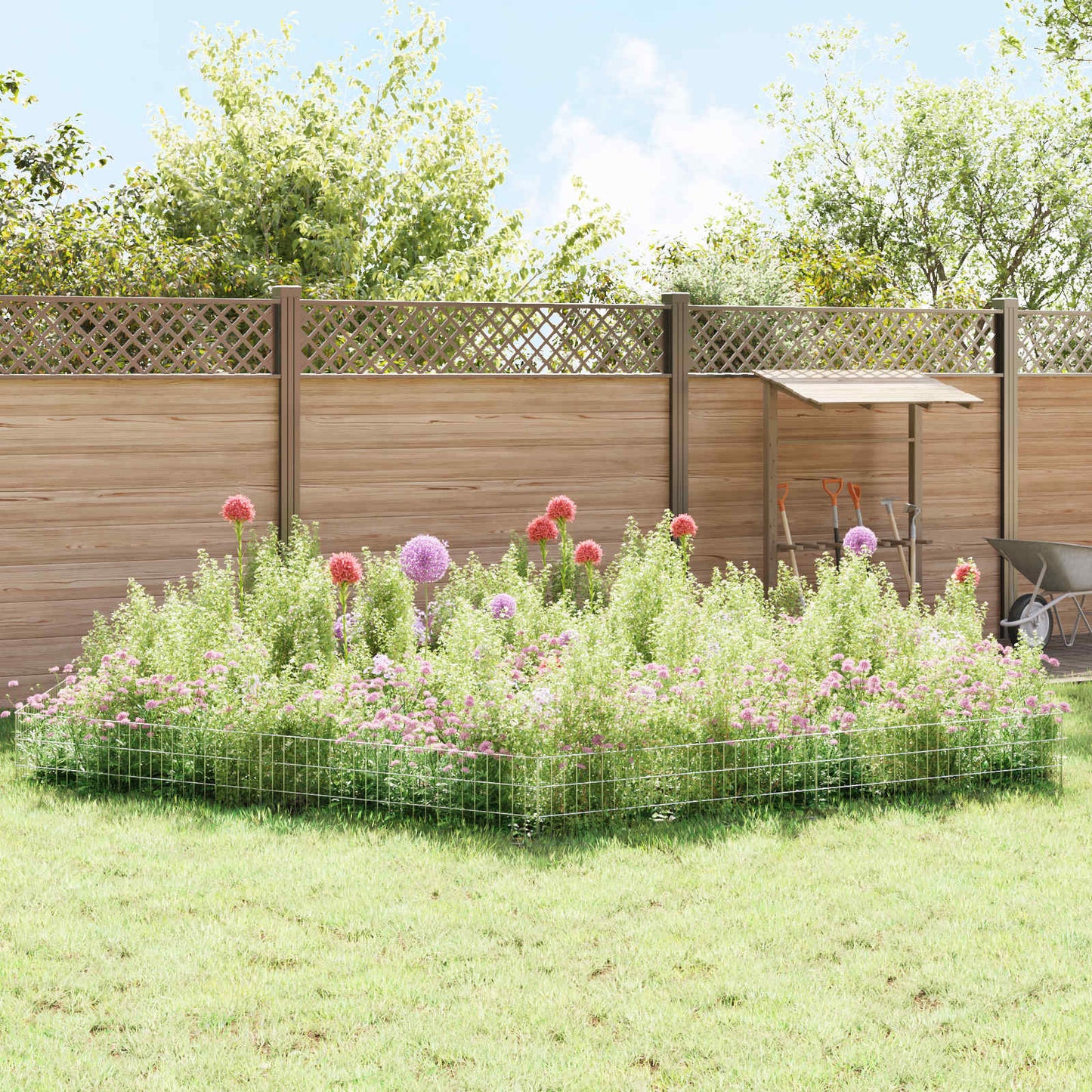 Tuin omheining met palen 12 pcs 115 x 30 cm Mesh Zilverkleurig is nu te koop bij PeponiXL, paradijselijk wonen!