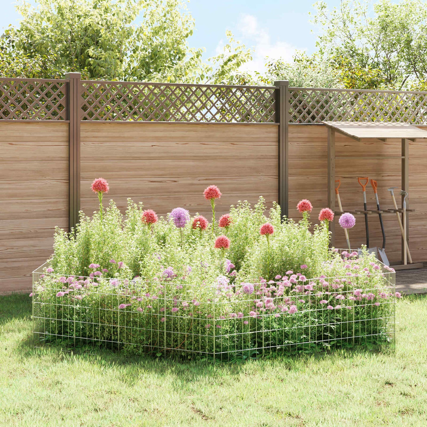 Tuin omheining met palen 24 pcs 35 x 50 cm Mesh Zilverkleurig is nu te koop bij PeponiXL, paradijselijk wonen!