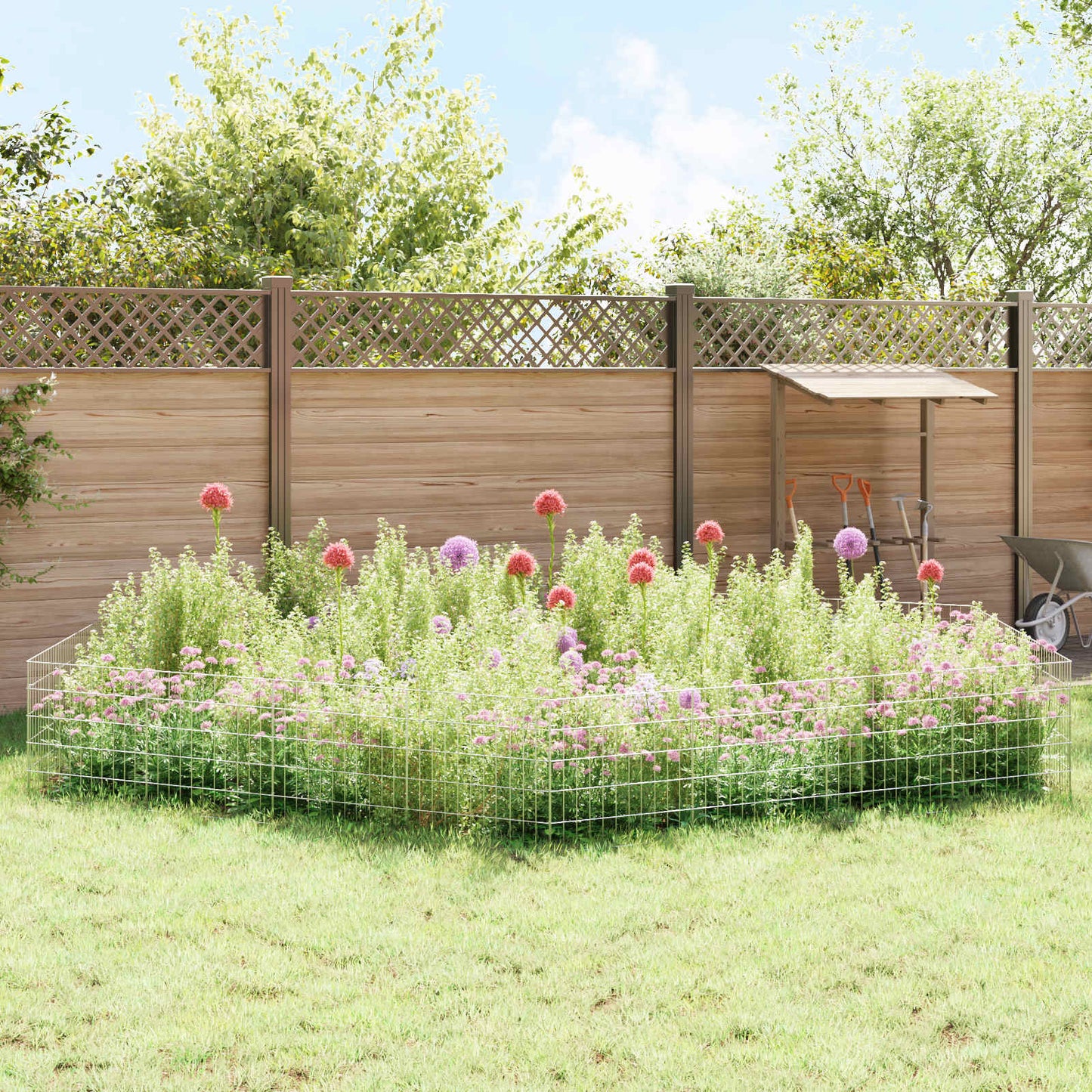 Tuin omheining met palen 12 pcs 55 x 50 cm Mesh Zilverkleurig is nu te koop bij PeponiXL, paradijselijk wonen!