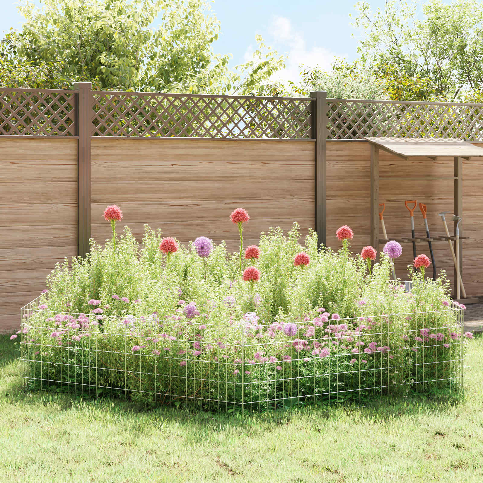 Tuin omheining met palen 12 pcs 75 x 50 cm Mesh Zilverkleurig is nu te koop bij PeponiXL, paradijselijk wonen!