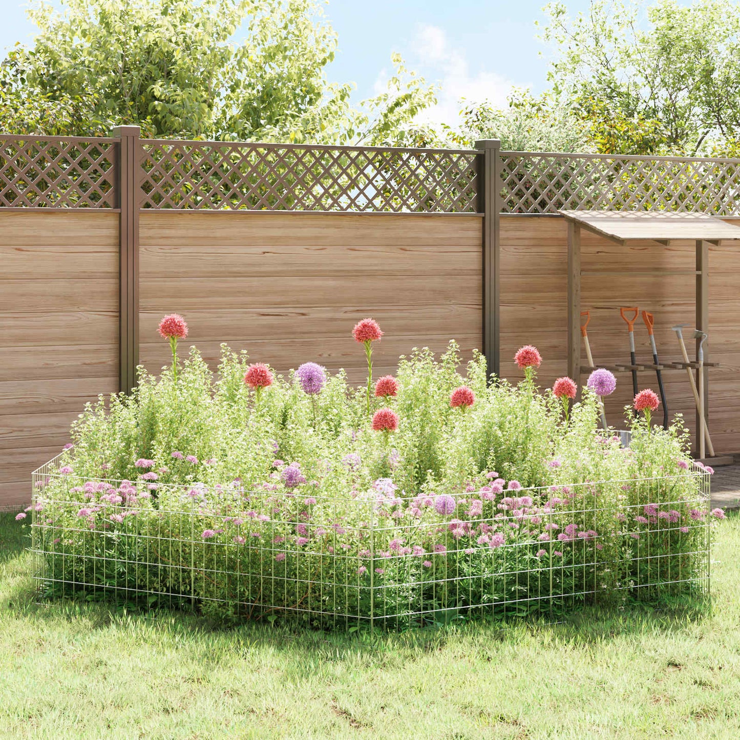 Tuin omheining met palen 24 pcs 75 x 50 cm Mesh Zilverkleurig is nu te koop bij PeponiXL, paradijselijk wonen!
