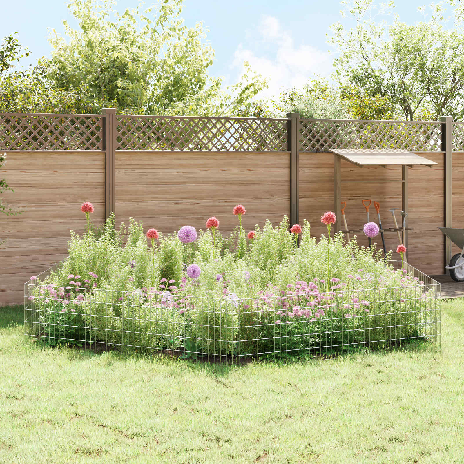 Tuin omheining met palen 12 pcs 95 x 50 cm Mesh Zilverkleurig is nu te koop bij PeponiXL, paradijselijk wonen!
