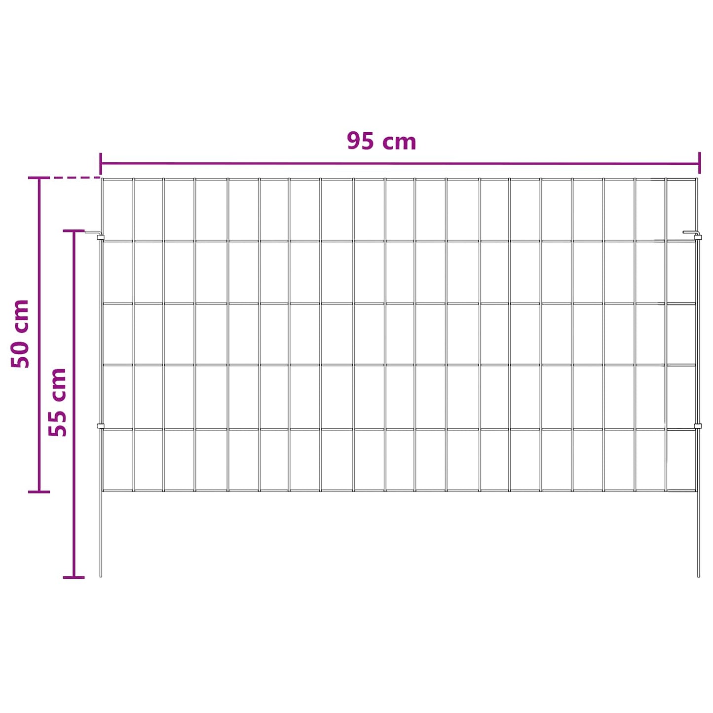 Tuin omheining met palen 12 pcs 95 x 50 cm Mesh Zilverkleurig is nu te koop bij PeponiXL, paradijselijk wonen!
