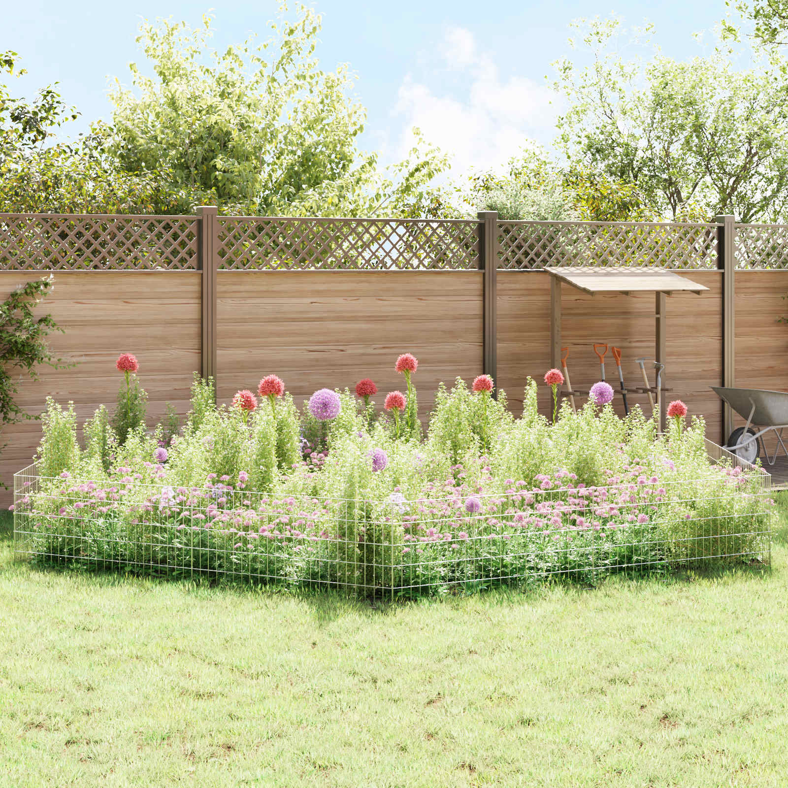 Tuin omheining met palen 12 pcs 115 x 50 cm Mesh Zilverkleurig is nu te koop bij PeponiXL, paradijselijk wonen!