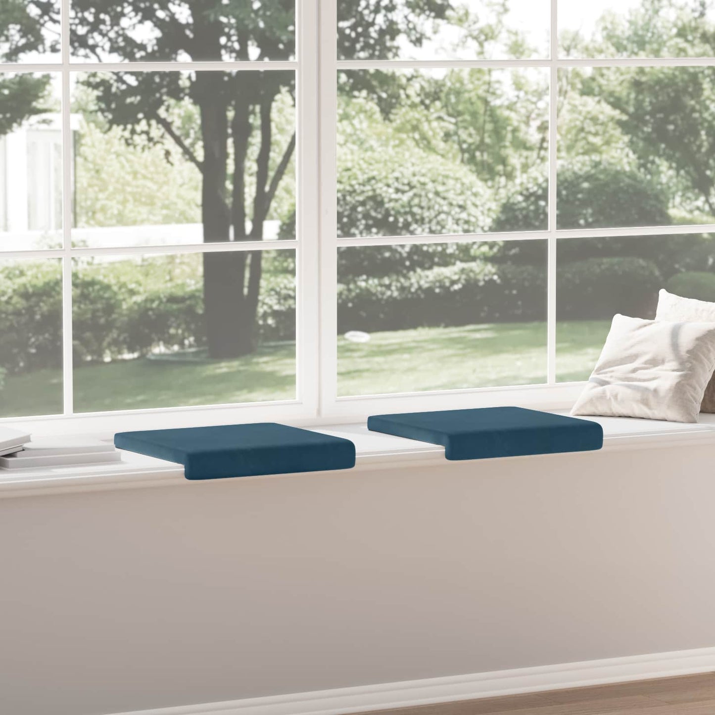 Bankkussen 2 pcs fluweel Blauw Diepte 35 cm