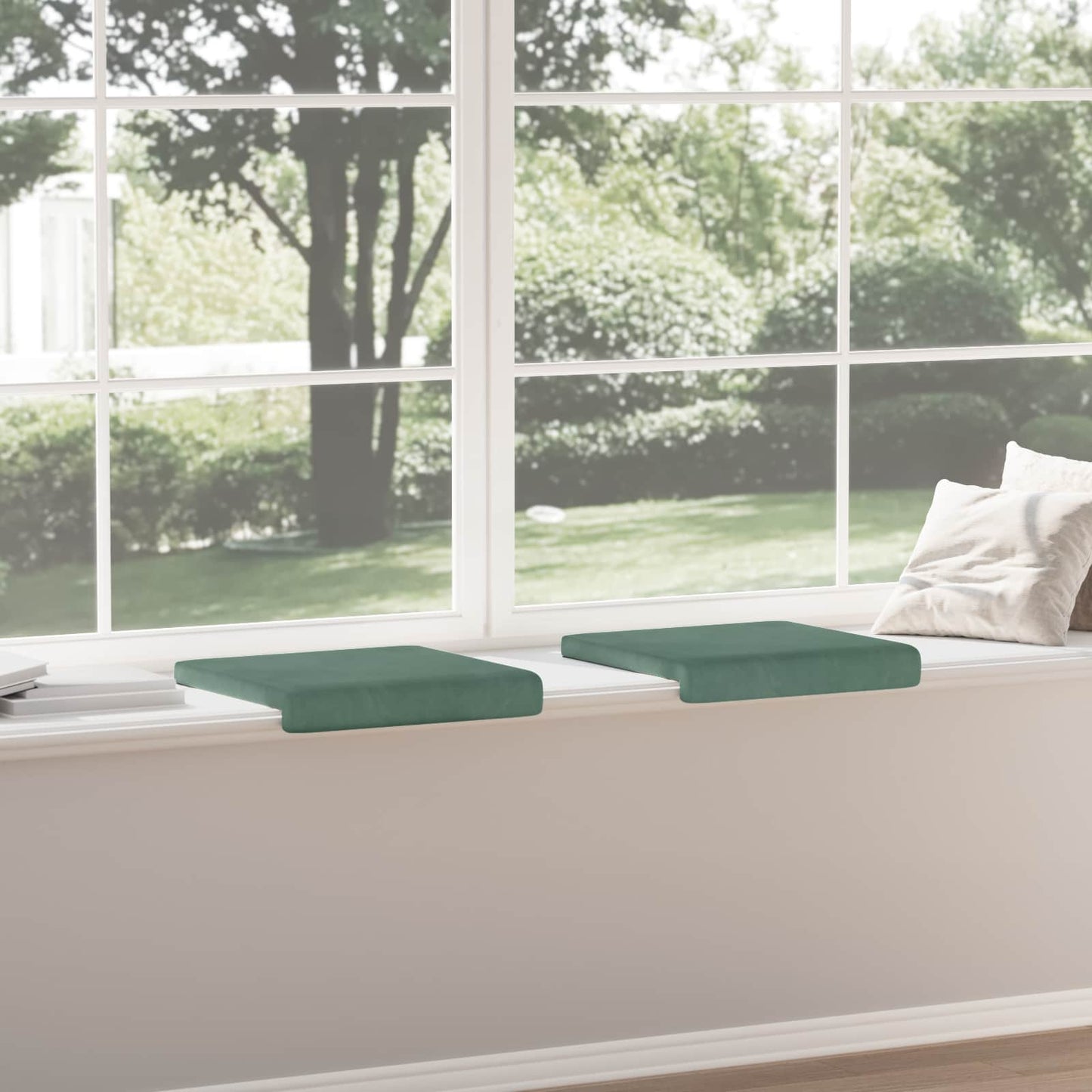 Bankkussen 2 pcs fluweel Zeegroen Diepte 35 cm