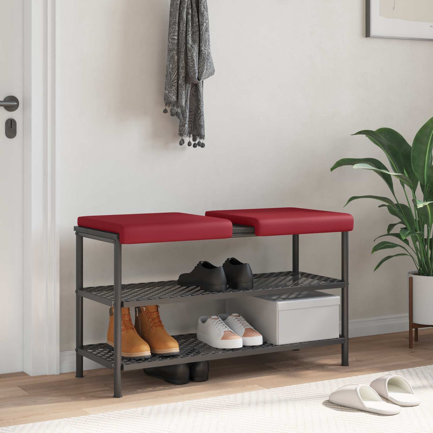 Bankkussen 2 pcs Kunstleer Wijnrood Diepte 35 cm