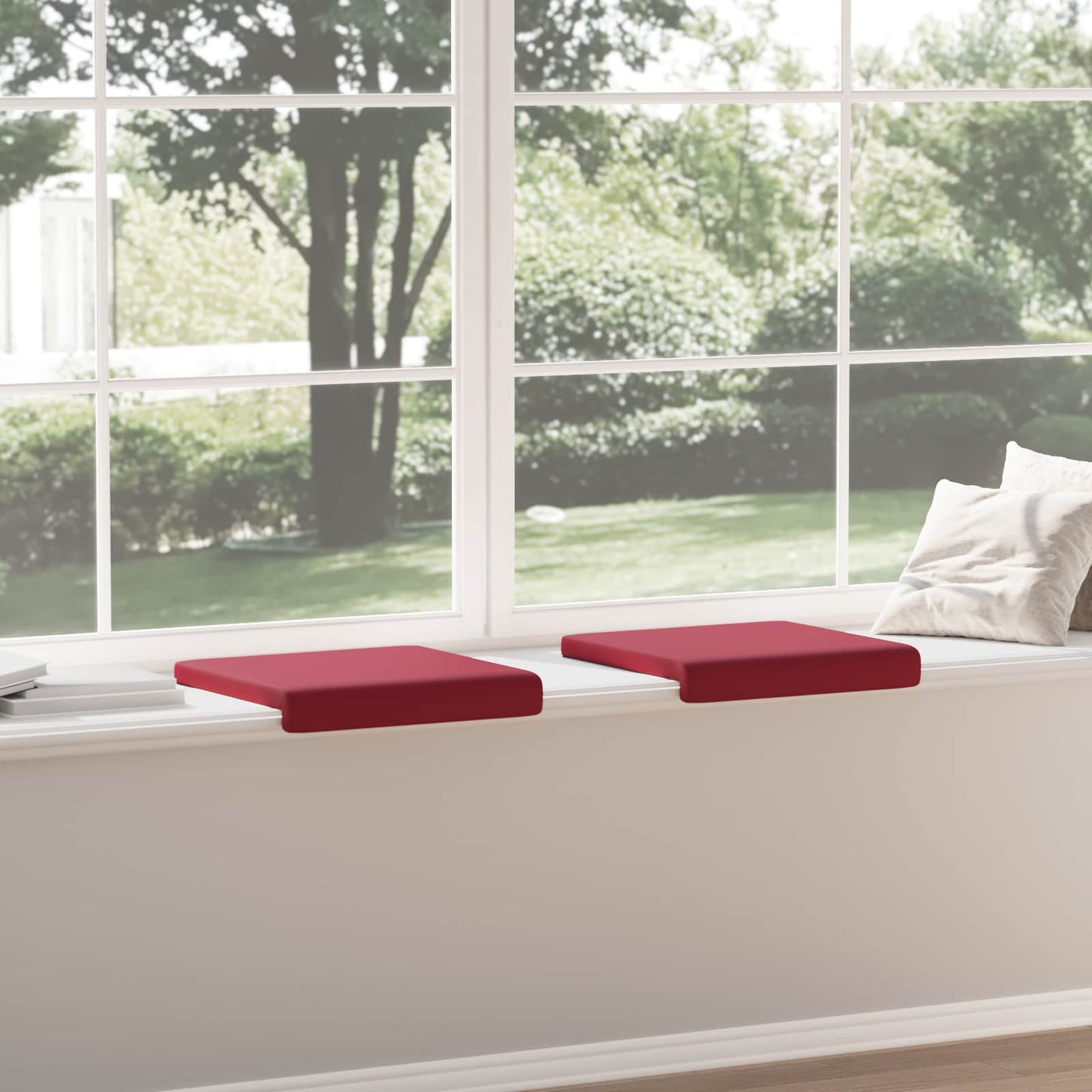 Bankkussen 2 pcs Kunstleer Wijnrood Diepte 35 cm