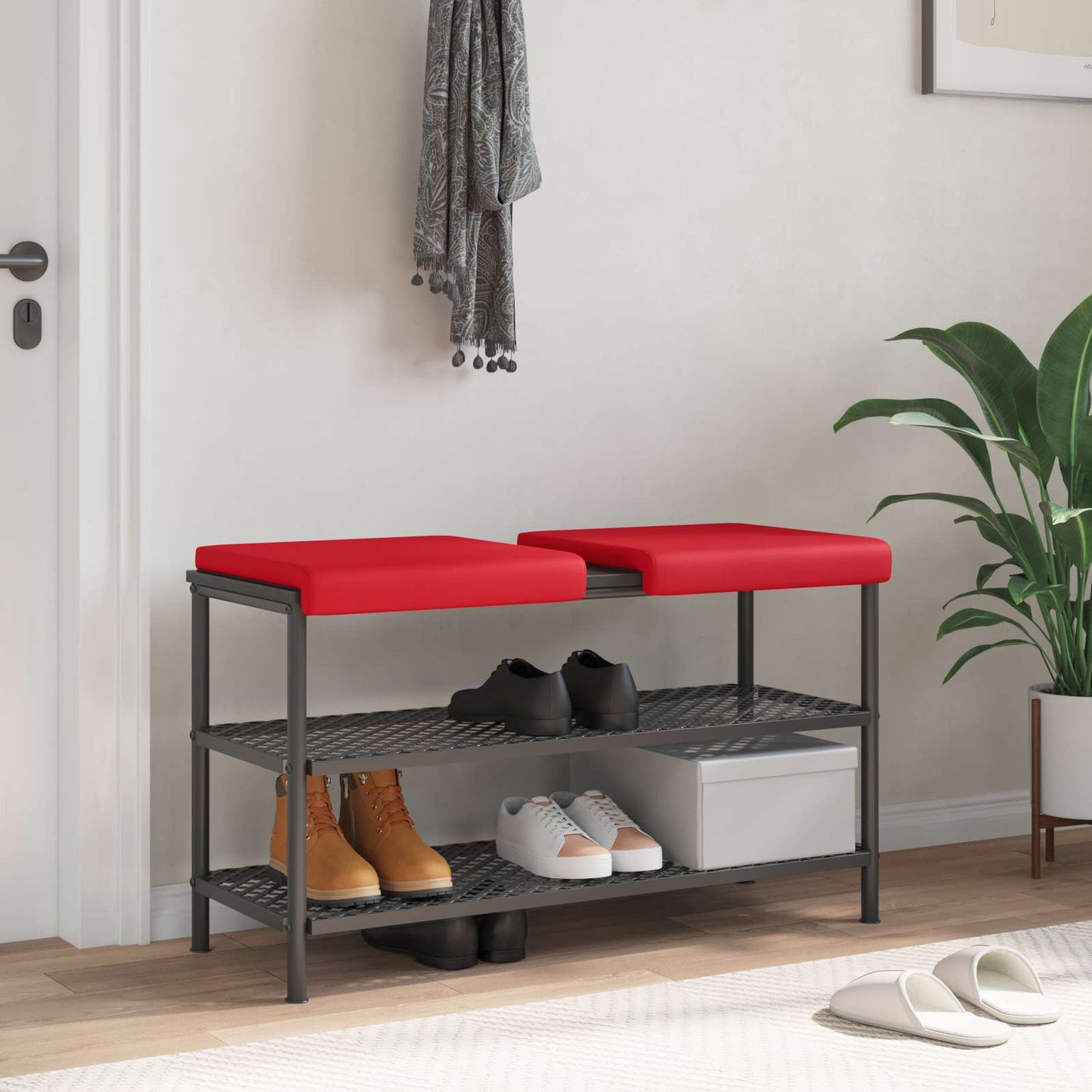 Bankkussen 2 pcs Kunstleer Rood Diepte 35 cm