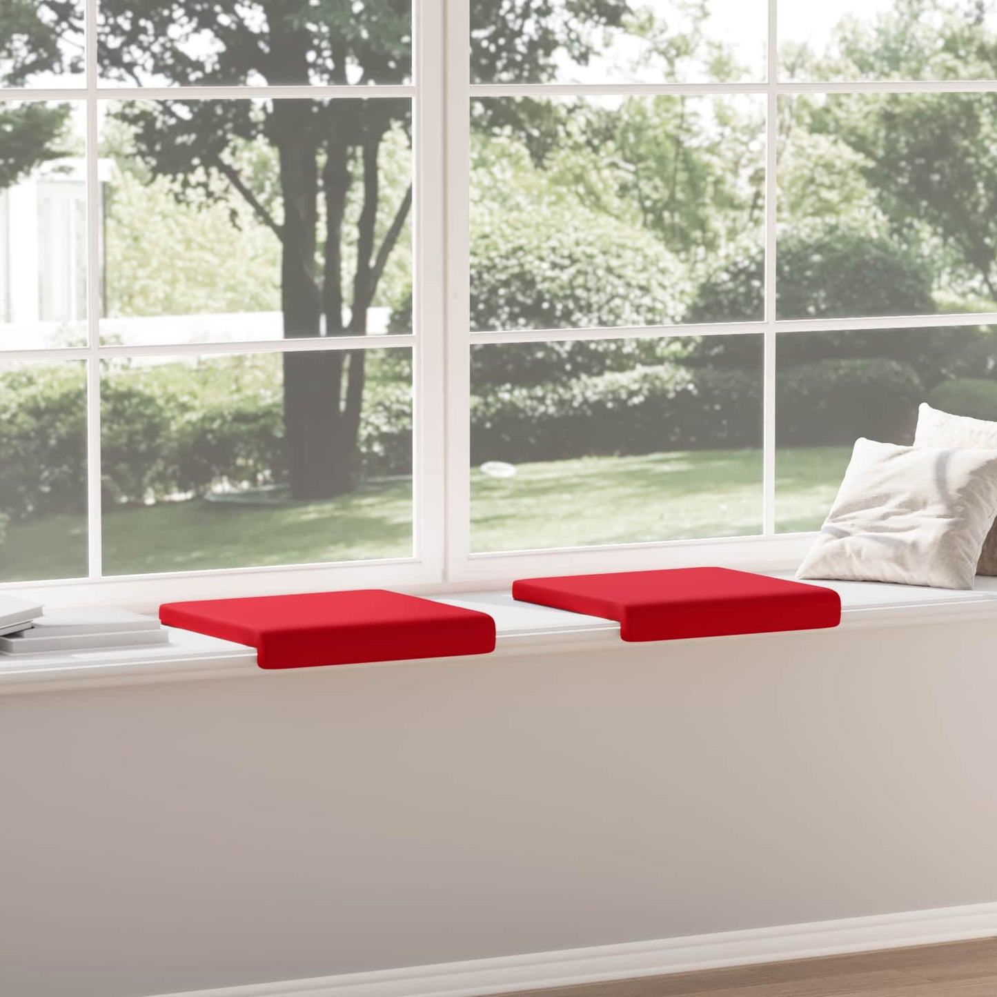 Bankkussen 2 pcs Kunstleer Rood Diepte 35 cm
