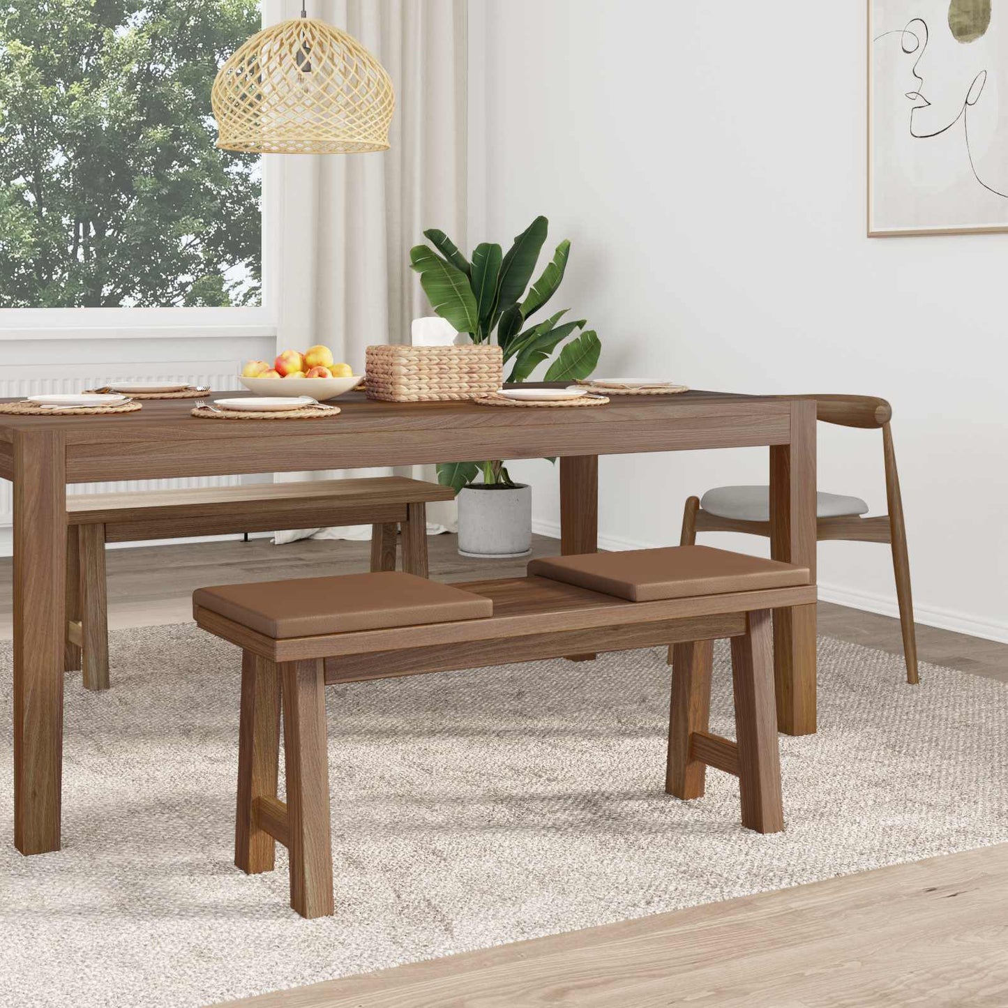 Bankkussen 2 pcs Kunstleer Cappuccino Diepte 35 cm