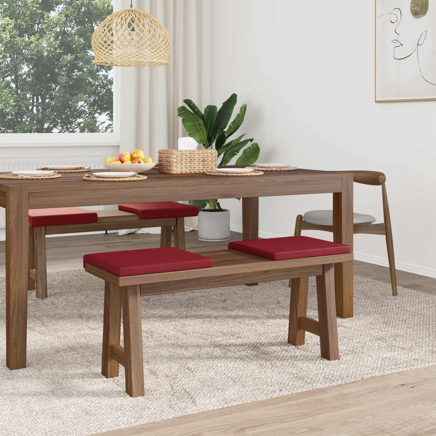 Bankkussen 4 pcs Kunstleer Wijnrood Diepte 35 cm