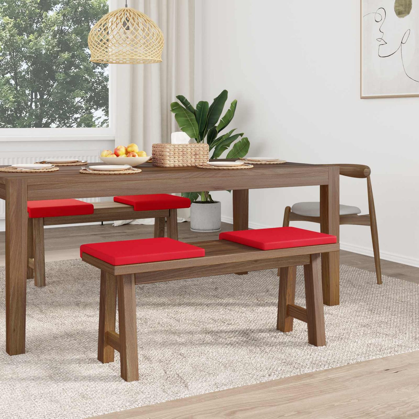 Bankkussen 4 pcs Kunstleer Rood Diepte 35 cm