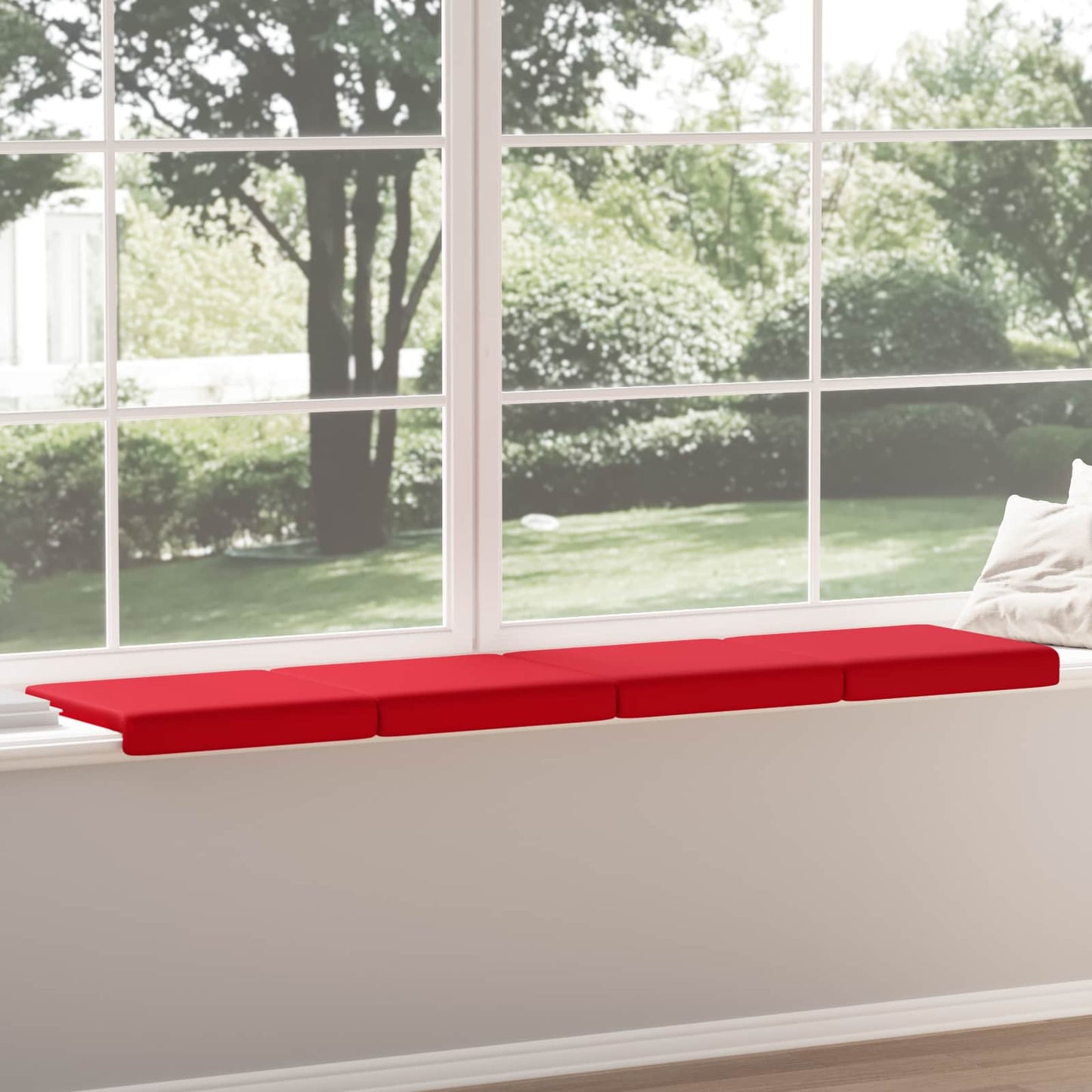 Bankkussen 4 pcs Kunstleer Rood Diepte 35 cm