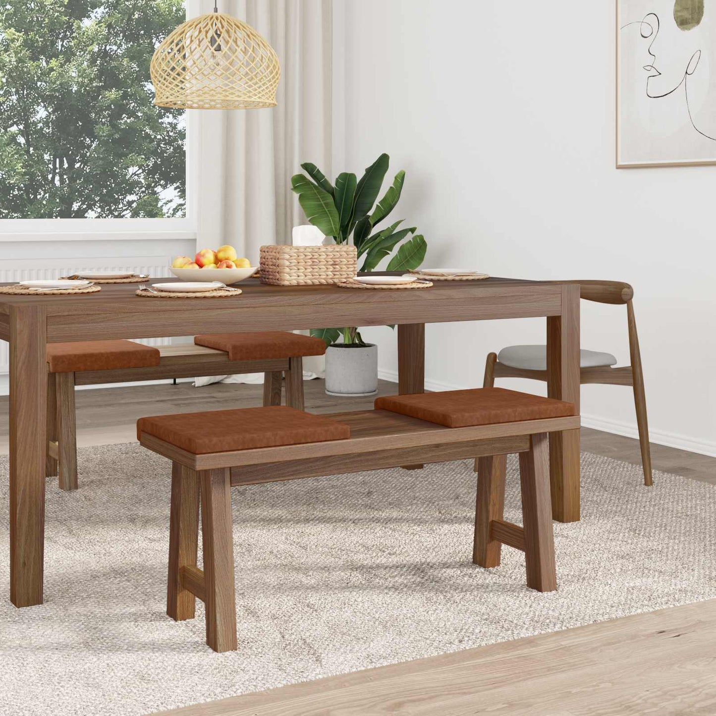 Bankkussen 4 pcs Kunstleer Bruin Diepte 35 cm
