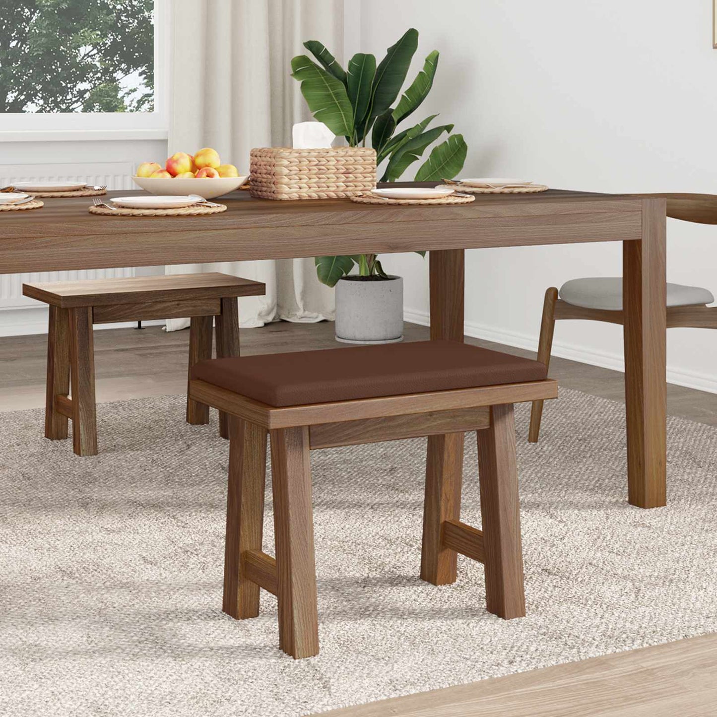 Bankkussen Kunstleer Bruin Diepte 35 cm